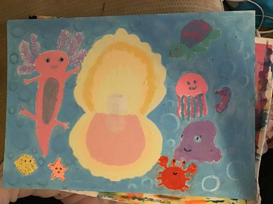 2023 Creative Project Week 48 Picture 33 Happy Sea Creatures Scallop Pearl Oil Pastels Blendin...jpg
