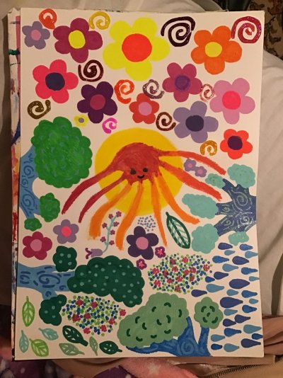 2023 Creative Project Week 51 Picture 36 Octopus Sun Trees Flowers Rain Oil Paint Markers.jpg