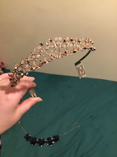 Rose Gold and Clear Crystal Flower Forest Tiara.jpg