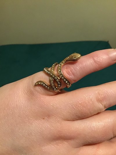 Snake Motif Gold and Clear Crystal Ring.jpg