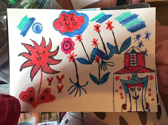 My Artwork Watercolour Pencils Red Blue and Black Work in Progress.jpg