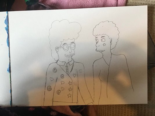 My Artwork Groening-style Lovers Holding Hands Work in Progress.jpg