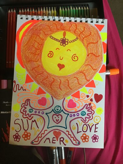 My Artwork Summer Love Baby Sun Learning to Walk Oil Acrylic Paint Pens Coloured Pencil.jpg