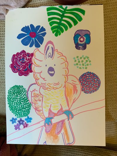 My Artwork Moluccan Cockatoo Oil Paint Markers Work in Progress.jpg