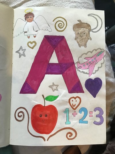 My Artwork Journal Letter A Light Side Oil Paint Pens Coloured Pencils.jpg