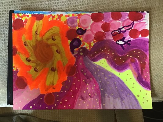 My Artwork Fishie and Eel Go On A Psychedelic Adventure Watercolours Ink Brush Pens Gel Crayon...jpg