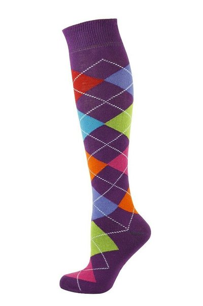 Light Purple and Red Plus Other Colour Squares Argyle Socks Nicky Adams.jpg