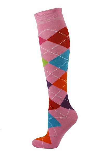 Light Pink and Multicolour Squares Argyle Socks Nicky Adams.jpg