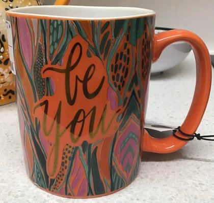 Be You Mug with Orange Pink Green Gold Black Design.jpg