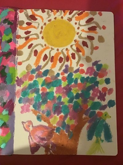My Artwork Sun Tree Birds Iridescent Oil Paint Sticks.jpg