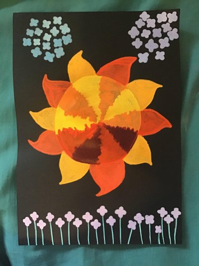 My Artwork Sun and Flowers on Black Week 10 Picture 10 .jpg