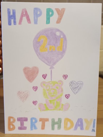 2023 Creative Project Week 14 Card 1 Happy 2nd Birthday Purple Balloon Lime Green and Strawber...jpg