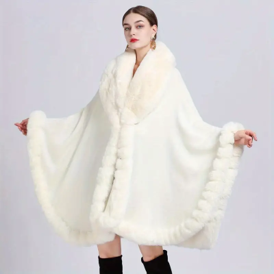 Temu White Faux Fur Trim Shawl.png