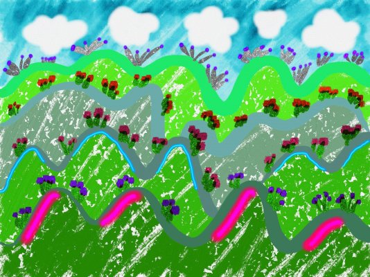 2023 Creative Project Week 50 Picture 35 Mountains Blue Sky Flowers iPad Digital Art Set 4.jpg