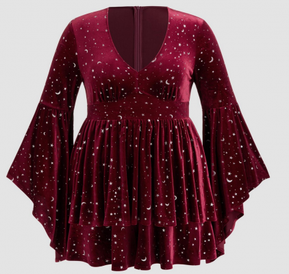 Screenshot 2024-11-10 at 09-24-54 Woven Velvet V-neck Star & Moon Pattern Bell Sleeve Romper C...png