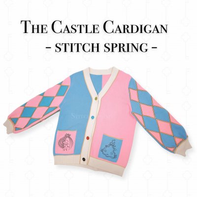 The Castle Cardigan Stitch Spring Pink Blue Harlequin Diamonds.jpg