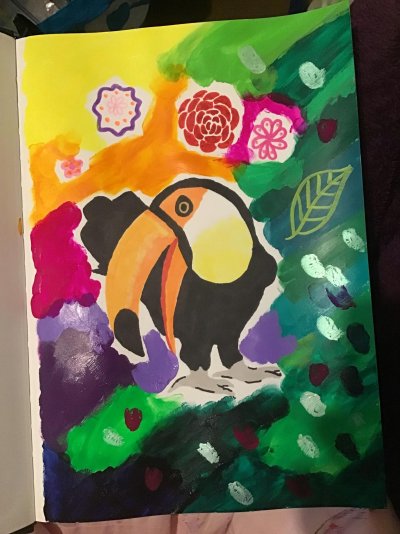 2024 Creative Project Week 43-44 Picture 15 Toucan Green Colourful Background Alcohol Markers ...jpg