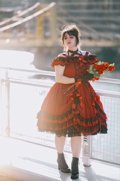 NightWhisperLolita Red & Black Bustle Dress.jpg