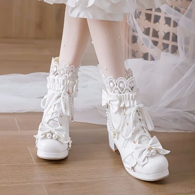 Temu Shoes 6 - White Lace and Pearl Decoration Kawaii Shoes.jpg