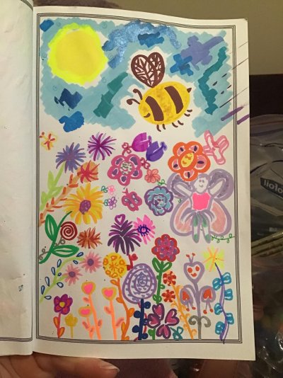 2024 Creative Project Week 47-48 Picture 17 Flowers Sky Sun Bee Butterflies Arrtx Acrylic Mark...jpg