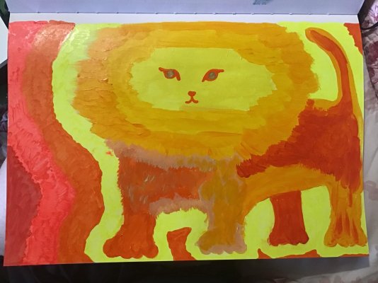 2025 Creative Project Week 02 Picture 02 Big Floof Boy Sun Lion Kitty Arteza Acrylic Paint Oil...jpg