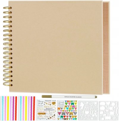 40 Sheets-80 Pages 31.5cm x 31.5cm Spiral Bound Hardcover Scrapbook Thick Light Brown Kraft Ca...jpg