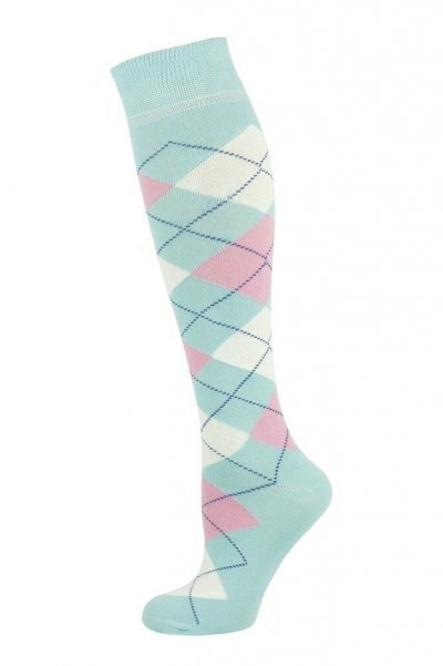 Argyle Riding Socks UK Size 7-11 - Light Mint and Pink.jpg