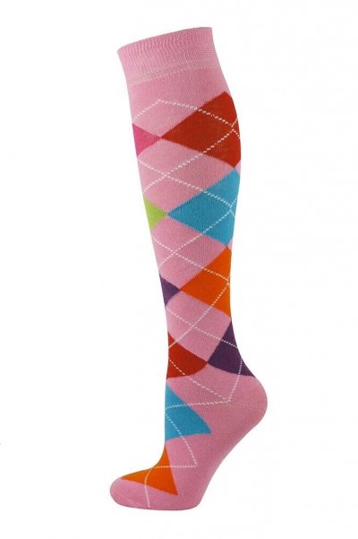 Argyle Riding Socks UK Size 7-11 - Light Pink Multi.jpg