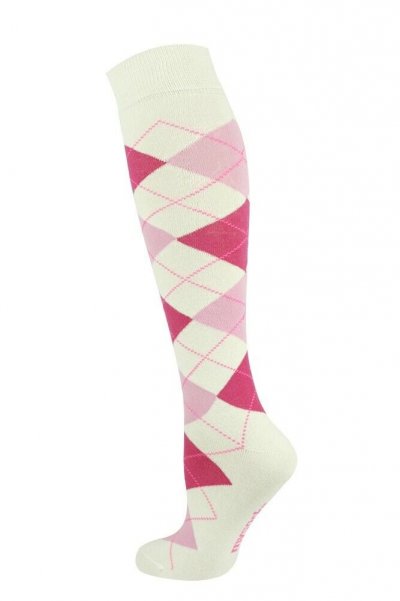 Argyle Riding Socks UK Size 7-11 - Light Pink and White.jpg