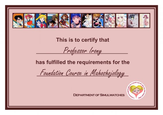 Mahoshojology certificate - Professor Irony.jpg