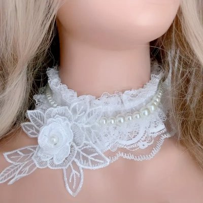 Temu Accessories 23 - White Choker Necklace Pearls Lace.jpg