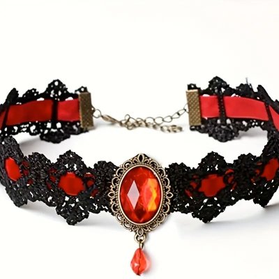Temu Accessories 25 - Black and Red Lace Choker Necklace.jpg