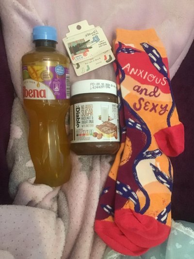 BlueQ Socks Anxious and Sexy + Diablo No Added Sugar Chocolate & Hazelnut Spread + Ribena No A...jpg