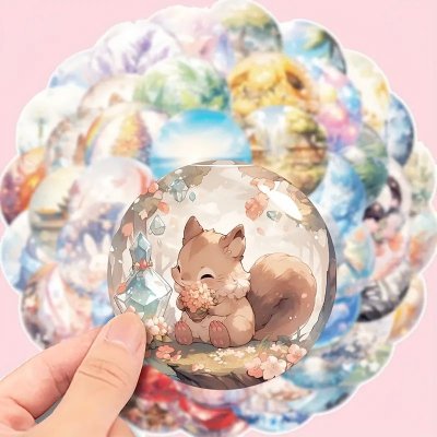 Temu Stickers 17 - Glass Ball Effect Cute Cartoon Animals Vinyl Decals.jpg