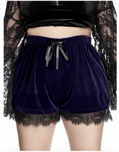 Shein Clothing 01 - Deep Purple Velvet Bloomers Lace Trim.png