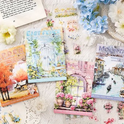 Temu Stickers 29 - Sticker Books x 4 Four Seasons City Scenery Series - Garden + East Fence + ...jpg