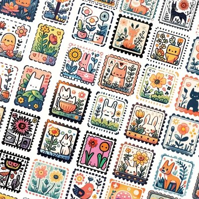 Temu Stickers 20 - Cute Cartoon Animals Rounded Square Borders with Frill Effect Vinyl.jpg