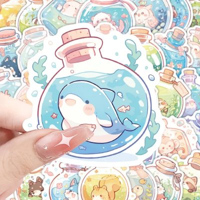 Temu Stickers 21 - Glass Bottle Cute Cartoon Animals Vinyl.jpg