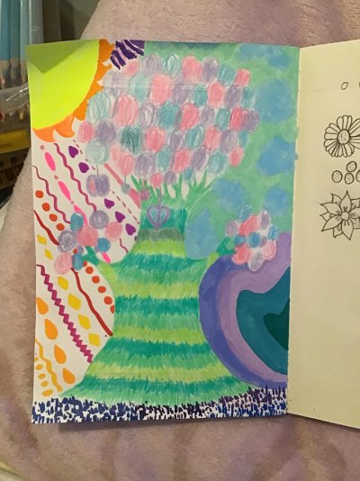 2025 Creative Project Week 25 Picture 08 - Rainbow Tree in Sunshine Coloured Pencil Acrylic Pa...jpg