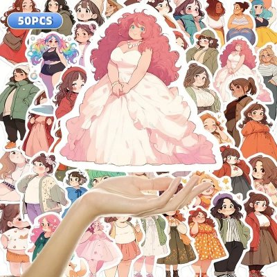 Temu Stickers 39 - Cute Chubby Plus Sized Women Girls.jpg
