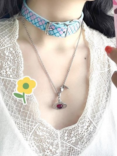 DevilInspired Blue Pink Choker Necklace.jpg