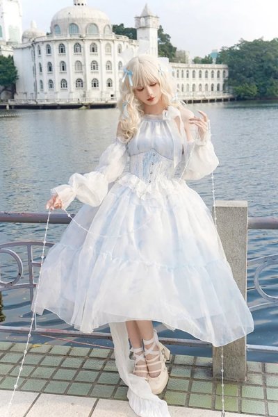 Lolita Inside With Puji Glacier Blue Bubble Love Hanayome Tie-Dyed Sweet Elegant Lolita Dress.jpg