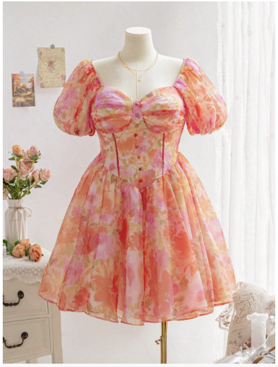 Shein Clothing 45 - Puffy Dress Warm Spring Summer Colours.png
