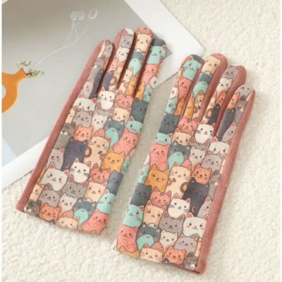 Temu Accessories 27 - Orange Cute Cartoon Cats Gloves.jpg