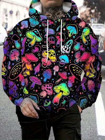 Temu Clothing 69 - Black Mushroom Psychedelic Colours Hoodie.jpg