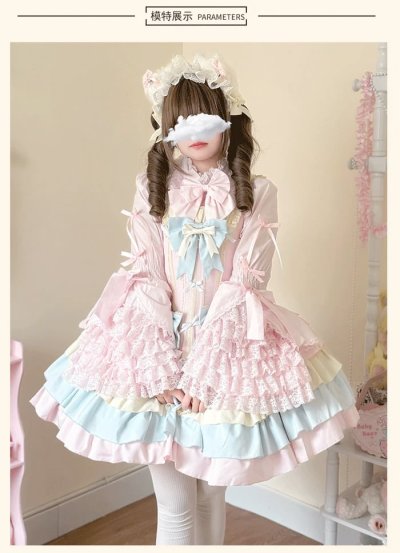 Niu Niu - Pink Lolita Blouse Princess Sleeves With Suggested Outfit.jpg