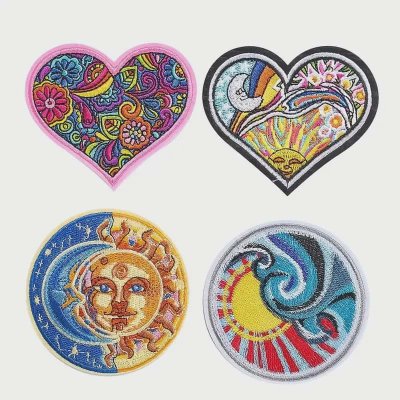 Temu Textiles 11 Image 01 - Colourful Intricate Designs in Heart Shaped Appliques x 4 .jpg