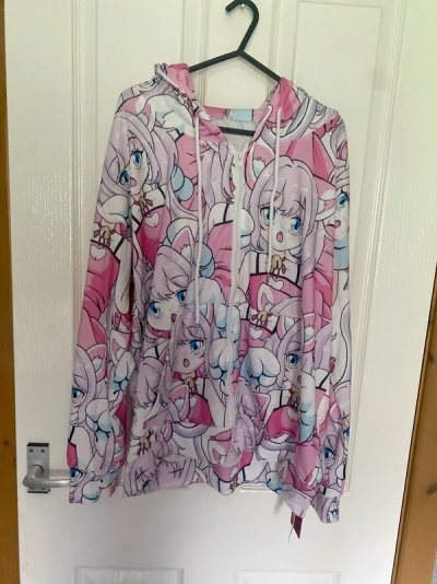 Vinted Shein Romwe Anime Chibi Catgirl Hoodie Zip Up with Pockets Pastel Pink Purple Blue White.jpg