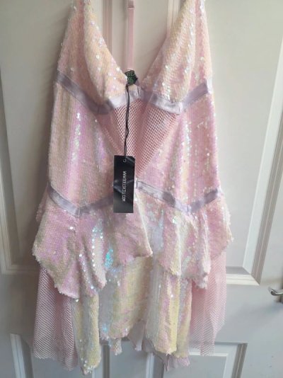 Vinted Dolls Kill Sequin Hanky Hem Dress Pastel Pink Shimmer Yellow.jpg
