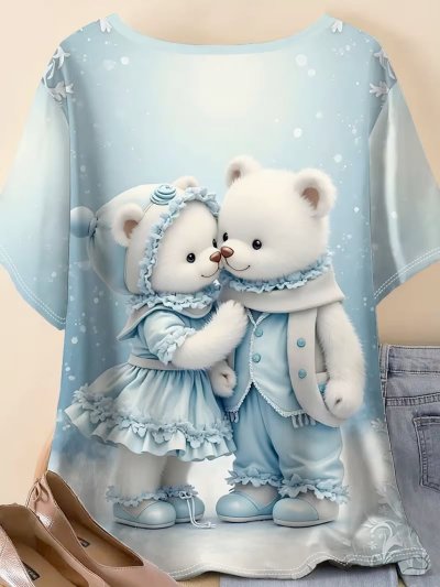 Temu Clothing 73 - Cute White Bear Couple in Blue Snowy Background T-Shirt.jpg